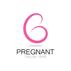 pregnant woman logo design illustration icon template vector , abstract minimalist simple, for childbirth, maternity clinic, pregnant fashion, pregnant photos with modern concepts