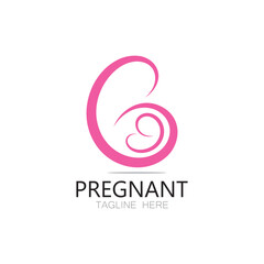 pregnant woman logo design illustration icon template vector , abstract minimalist simple, for childbirth, maternity clinic, pregnant fashion, pregnant photos with modern concepts
