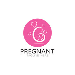 pregnant woman logo design illustration icon template vector , abstract minimalist simple, for childbirth, maternity clinic, pregnant fashion, pregnant photos with modern concepts