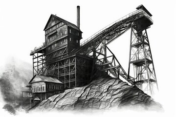 Historic Coal Mining Operation at New River Gorge National Park and Preserve. Generative AI