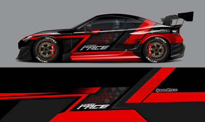 car livery design vector. Graphic abstract stripe racing background designs for wrap