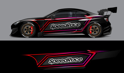 car livery design vector. Graphic abstract stripe racing background designs for wrap