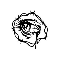 vector illustration of an eye with barbed wire