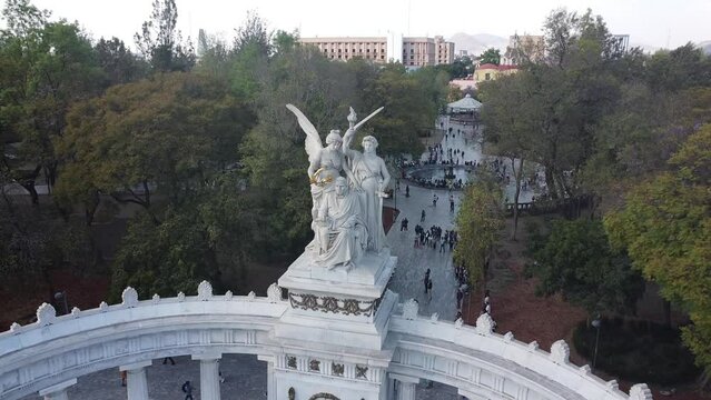 drone video footage of the juarez park in the mexico city,  spring in america, visit mexico city