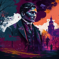 Jose Rizal abstract painting in Europe