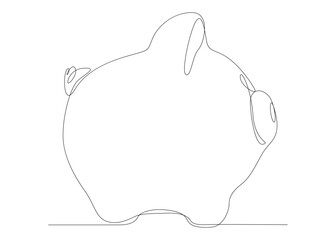 One continuous line of Piggy Bank. Thin Line Illustration vector concept. Contour Drawing Creative ideas.