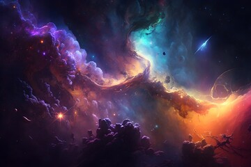 Illustration realistic galaxy background made with generative AI