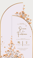 Digital Wedding Invitation with Geometric Beige Background