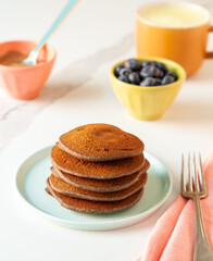 Buckwheat Pancakes with blueberries and nut butter