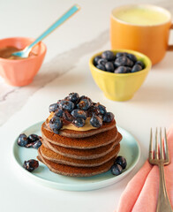 Buckwheat Pancakes with blueberries and nut butter
