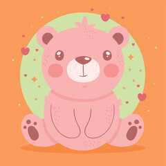 cute pink bear seated