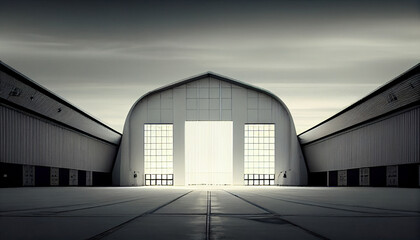 Obraz premium Interior of empty warehouse. Rental of industrial and warehouse buildings, logistics center.