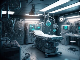 interior of a hospital operating room  made with generative ai