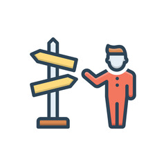 Color illustration icon for directed