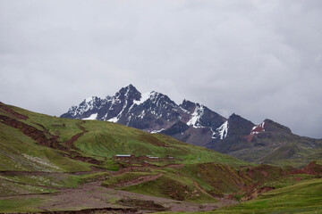 landscape with clouds and mountain and snow 