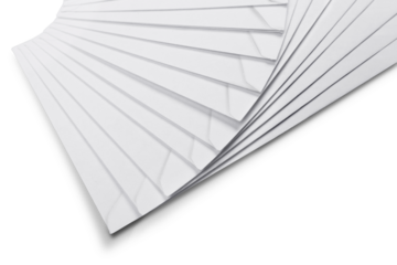 Close-up photo of white paper sheets isolated on white background