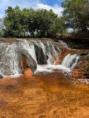 Waterfall on a summer day in São Felix do Tocantins, a city located within the Jalapão park