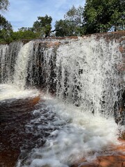 Waterfall on a summer day in São Felix do Tocantins, a city located within the Jalapão park