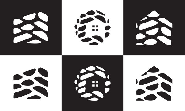 stone house set logo design. creative home symbol vector illustration