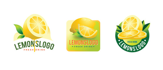 fresh lemons fruit logo template design