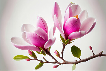 Spring magnolia flowers and twigs. Generative ai