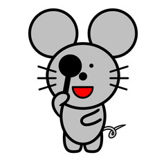 視力検査をするネズミ　イラスト