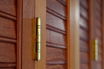 The shot of the brass hinge, the strong hinges help the door close securely.