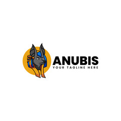 Vector Logo Illustration Anubis Simple Mascot Style.