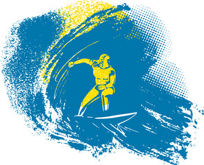 vector sketch  surfing on the waves