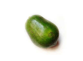 Green papaya on isolated white background. 
