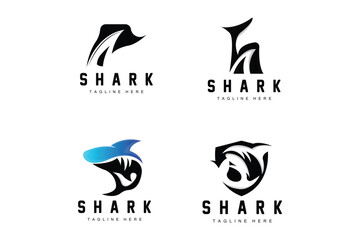 Shark Logo, Wild Fish Vector Illustration, Ocean Predator, Product Brand Design Icon
