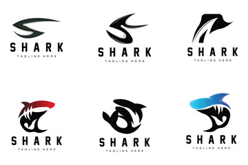 Shark Logo, Wild Fish Vector Illustration, Ocean Predator, Product Brand Design Icon