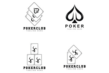 Poker Casino Card Logo, Diamond Card Icon, Hearts, Spades, Ace. Gambling Game Poker Club Design