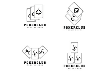 Poker Casino Card Logo, Diamond Card Icon, Hearts, Spades, Ace. Gambling Game Poker Club Design