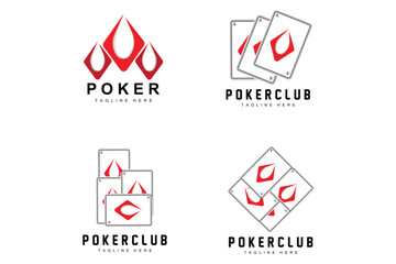 Poker Casino Card Logo, Diamond Card Icon, Hearts, Spades, Ace. Gambling Game Poker Club Design