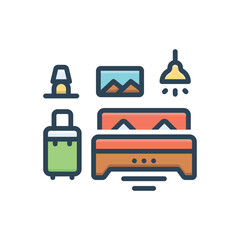 Color illustration icon for accommodation