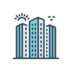 Color illustration icon for buildings