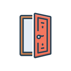 Color illustration icon for door