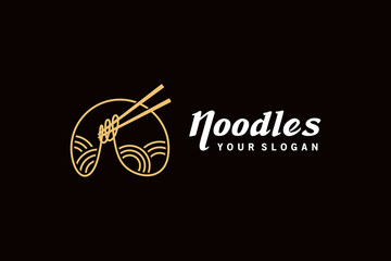 Creative hand drawn noodles vector illustration logo design