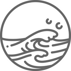 ocean sea wave line art design minimal style circle shape