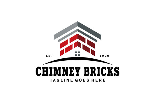 Creative vintage vector brick chimney logo design