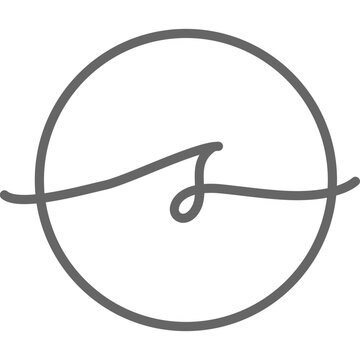 ocean sea wave line art design minimal style circle shape