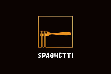 Spaghetti vector illustration logo design with modern box line concept