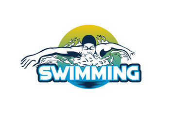 freestyle swimming person vector illustration for swimming sport athlete logo design