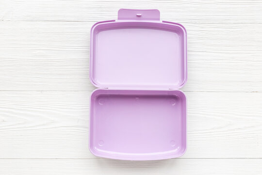 Purple Lunch Box. Empty Container For Food, Top View