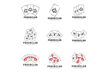 Poker Casino Card Logo, Diamond Card Icon, Hearts, Spades, Ace. Gambling Game Poker Club Design