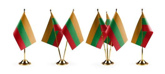 Small national flags of the Lithuania on a white background