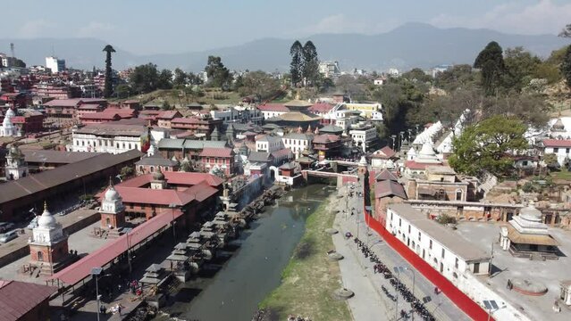 aerial view of pashupati temple nepal