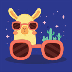 Fototapeta premium llama with summer sunglasses