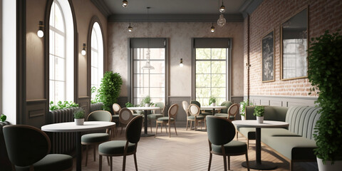 Modern elegant cafe restaurant. generative ai.